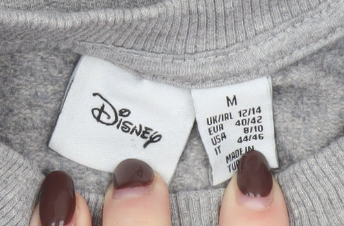 Disney Women’s Grey Stitch Sweatshirt Size 12/14 Crew Neck Pullover
