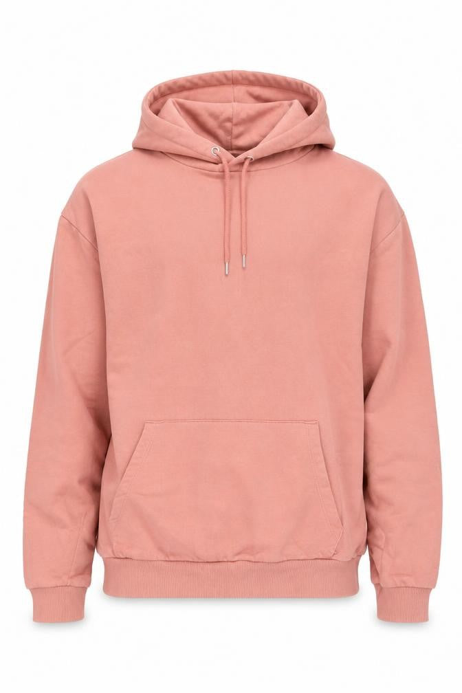 Front view of ASOS DESIGN Men's Pink Pullover Hoodie, size M, Fleece Casual