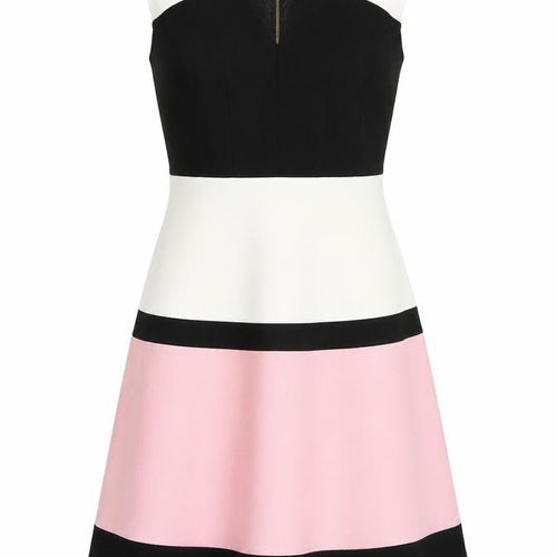 Eden Row Women's Black White Pink Fit & Flare Sleeveless Knee Dress Size 8