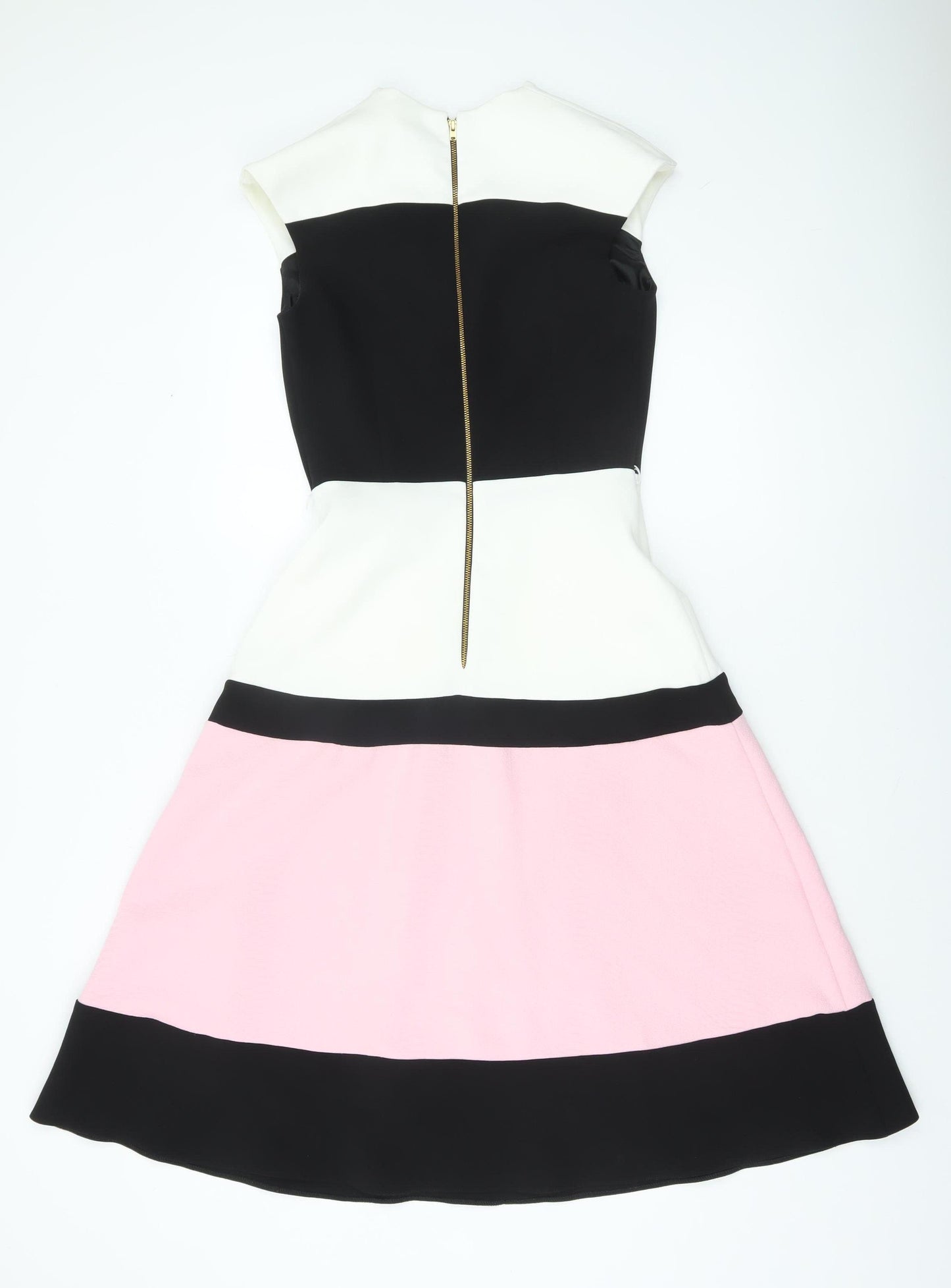 Eden Row Women's Black White Pink Fit & Flare Sleeveless Knee Dress Size 8