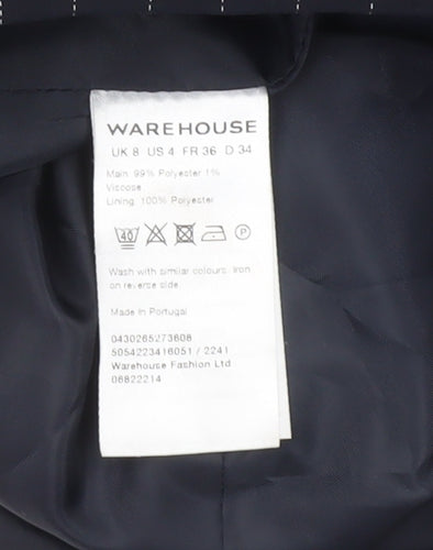 Warehouse Women's Black Pinstripe Halter Wide-Leg Jumpsuit Size 8