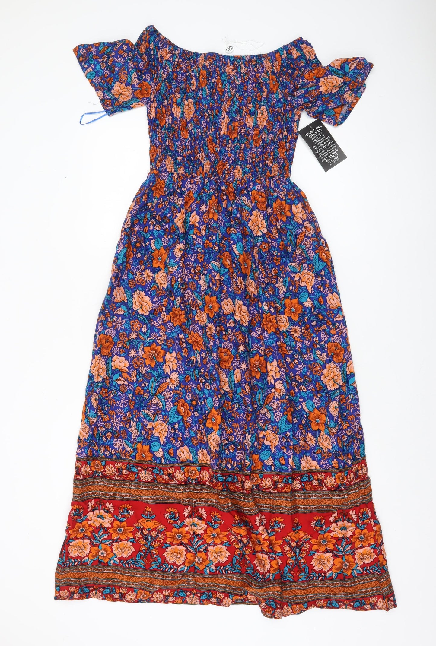 Marc Angelo Women Multicoloured Floral Off Shoulder Midi Dress Size 8