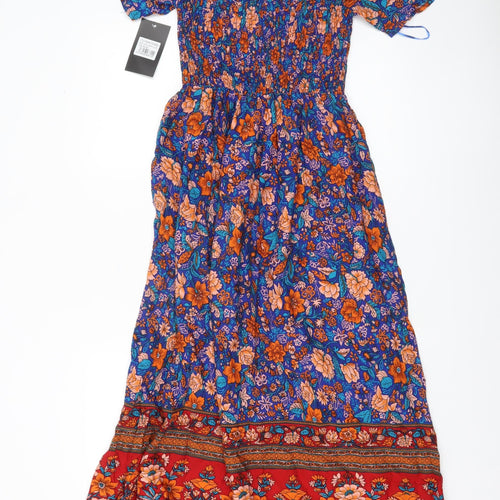 Marc Angelo Women Multicoloured Floral Off Shoulder Midi Dress Size 8