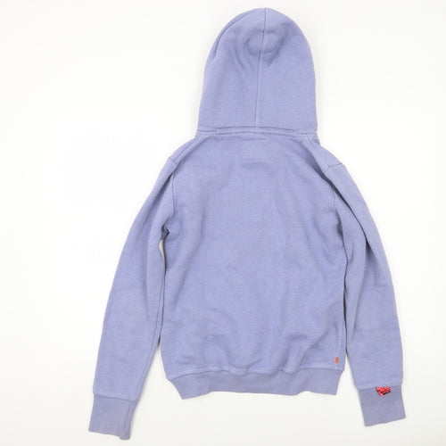 Superdry Women Purple Pullover Hoodie M Vintage Glitter Logo Cotton Blend