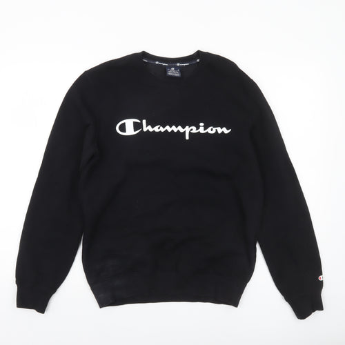 Champion Men's Black Small Crew Neck Logo Pullover Sweatshirt