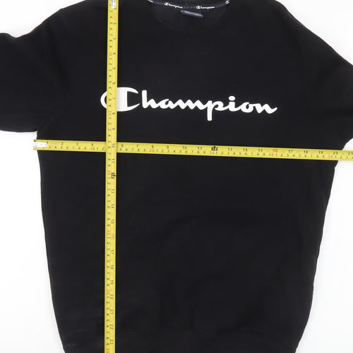 Champion Men's Black Small Crew Neck Logo Pullover Sweatshirt