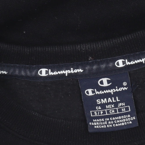 Champion Men's Black Small Crew Neck Logo Pullover Sweatshirt