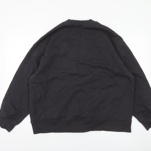 Zara Women Black Cotton Blend Varsity Jacket Size 12