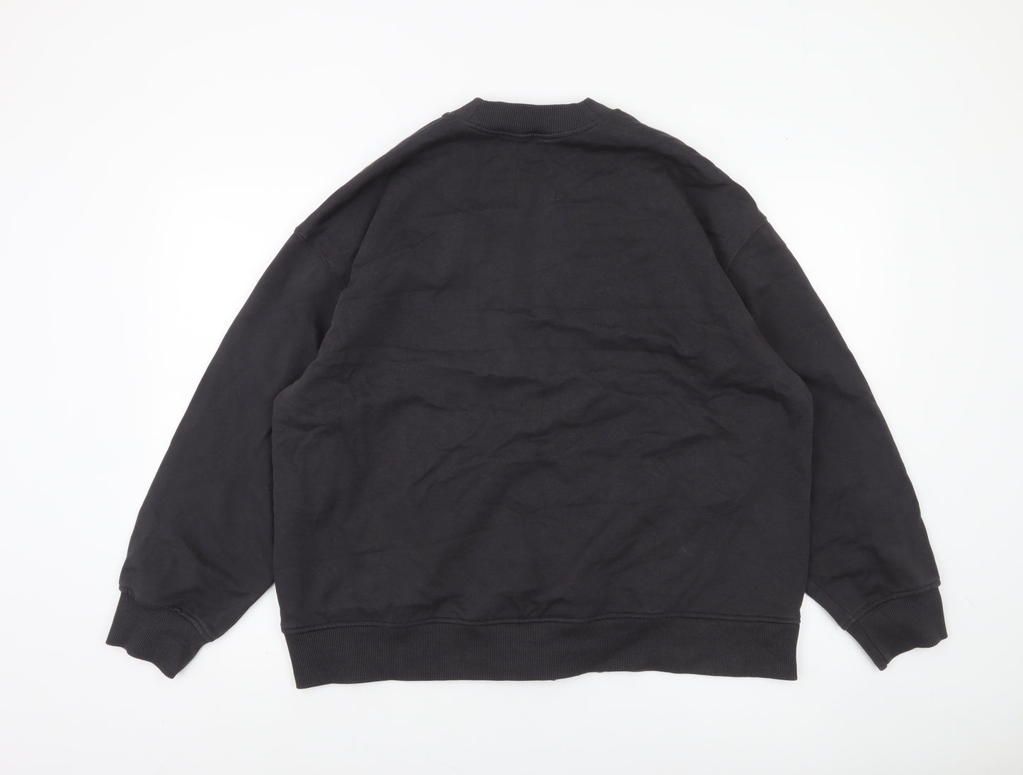 Zara Women Black Cotton Blend Varsity Jacket Size 12