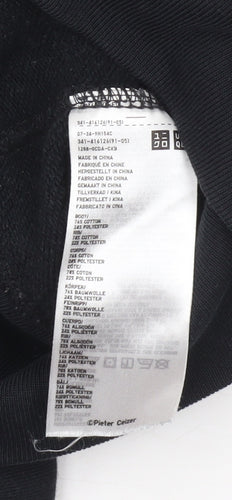 Uniqlo Men Black Graphic JUST Chillin Hoodie Size S Cotton Blend