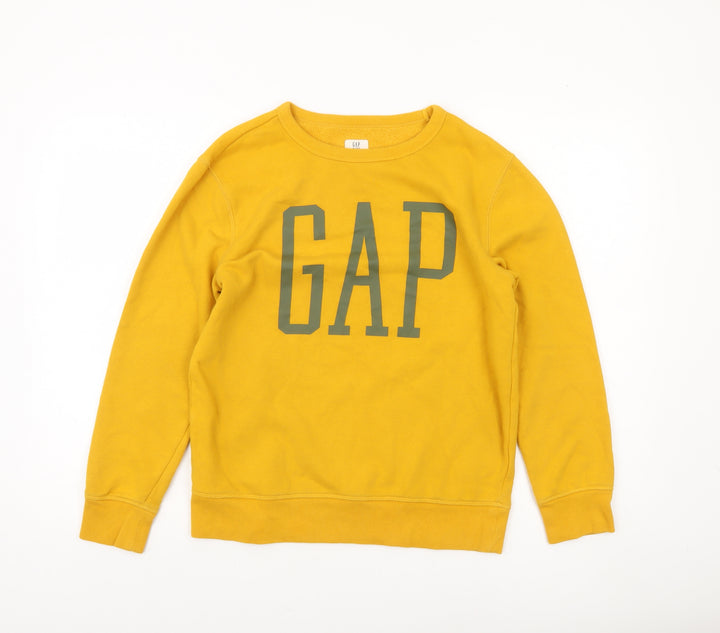 GAP Boys Yellow Logo Pullover Sweatshirt XXL (14-15 Years) Fleece Cotton Blend