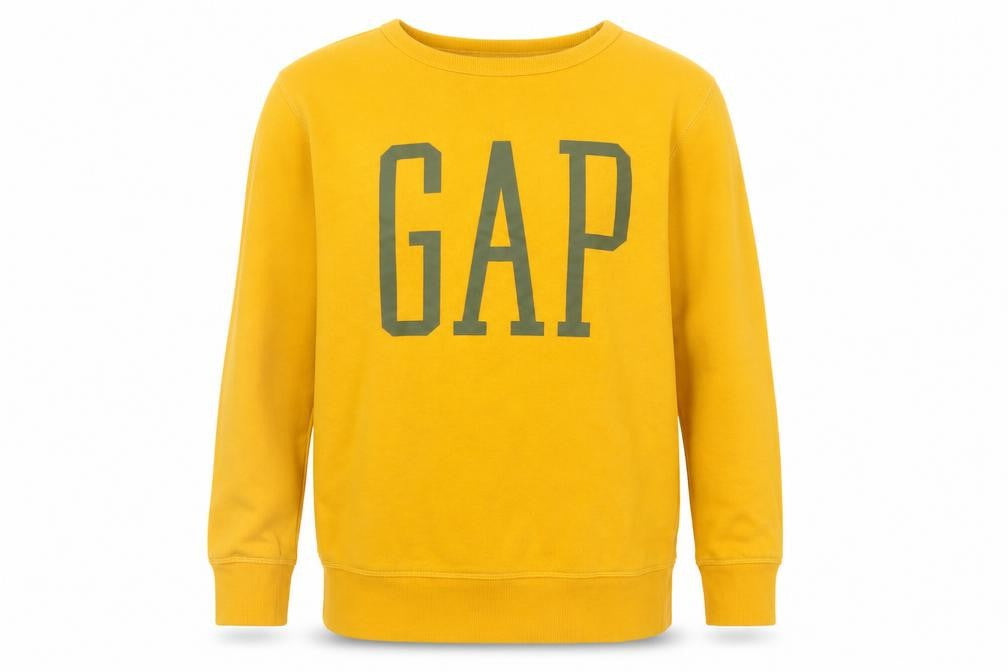 GAP Boys Yellow Logo Pullover Sweatshirt XXL (14-15 Years) Fleece Cotton Blend
