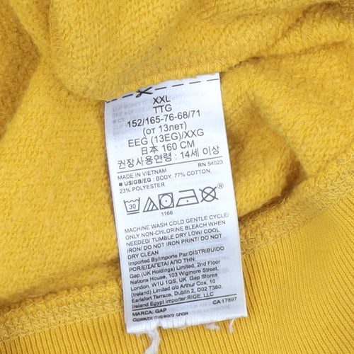 GAP Boys Yellow Logo Pullover Sweatshirt XXL (14-15 Years) Fleece Cotton Blend
