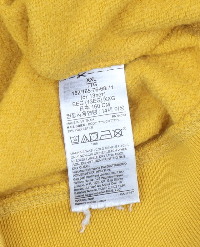 GAP Boys Yellow Logo Pullover Sweatshirt XXL (14-15 Years) Fleece Cotton Blend