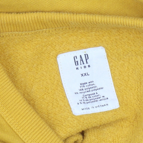 GAP Boys Yellow Logo Pullover Sweatshirt XXL (14-15 Years) Fleece Cotton Blend