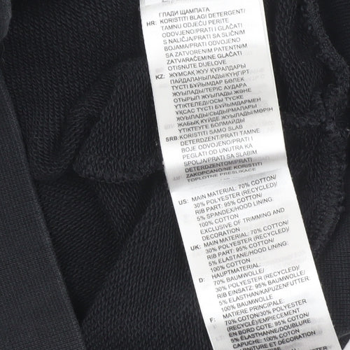 Adidas Boys Black Hoodie 7-8 Years XS Pullover Cotton Blend Logo