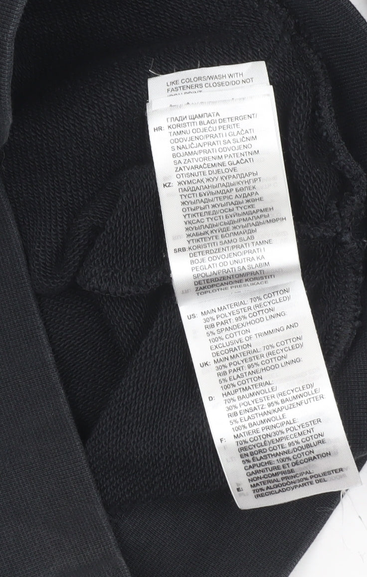 Adidas Boys Black Hoodie 7-8 Years XS Pullover Cotton Blend Logo