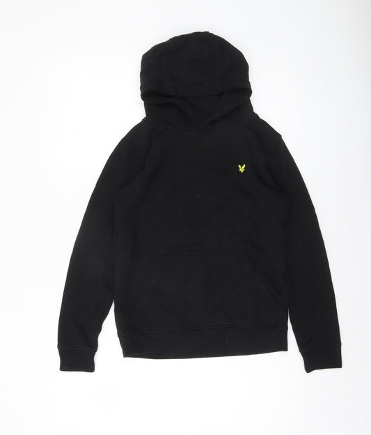 Lyle & Scott Boys Black Pullover Hoodie 10-11 Years Cotton Blend