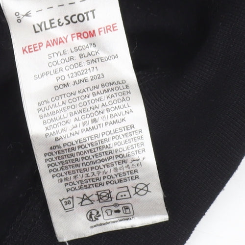 Lyle & Scott Boys Black Pullover Hoodie 10-11 Years Cotton Blend