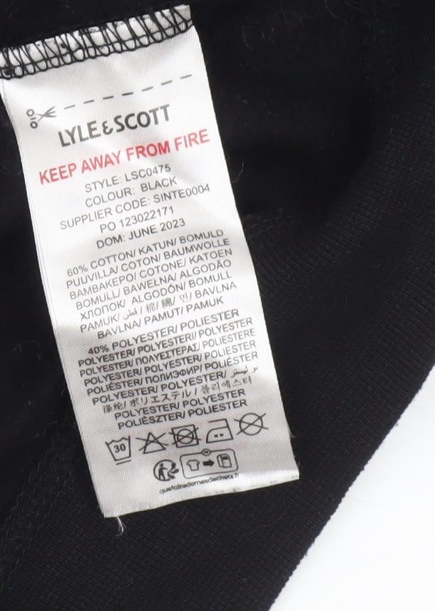 Lyle & Scott Boys Black Pullover Hoodie 10-11 Years Cotton Blend