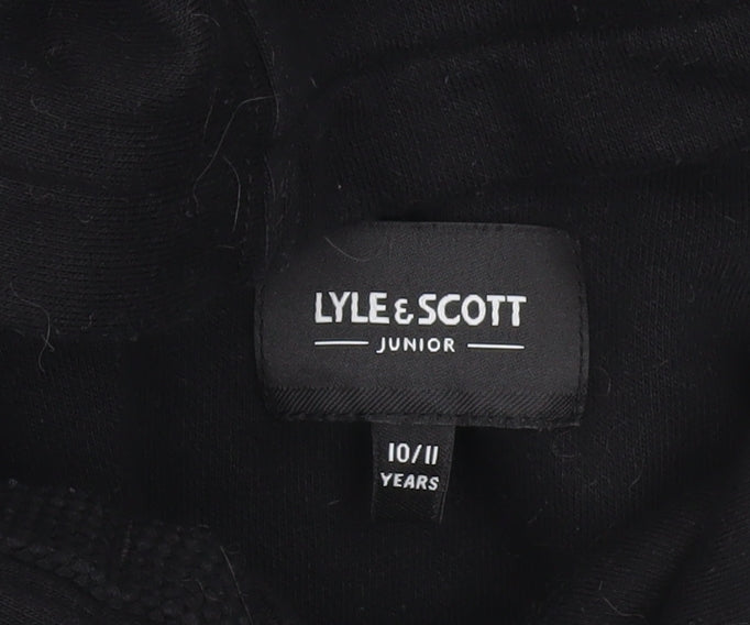 Lyle & Scott Boys Black Pullover Hoodie 10-11 Years Cotton Blend