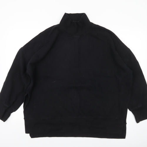 French Connection Womens Black High Neck Pullover Sweatshirt Size L