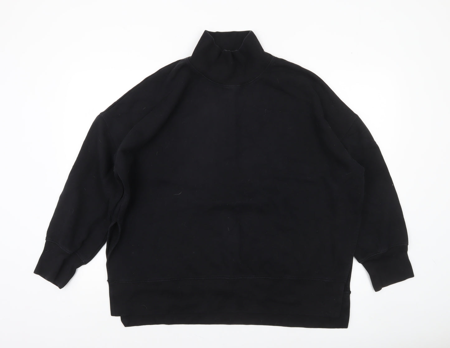 French Connection Womens Black High Neck Pullover Sweatshirt Size L