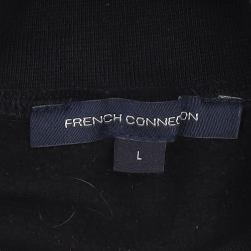 French Connection Womens Black High Neck Pullover Sweatshirt Size L