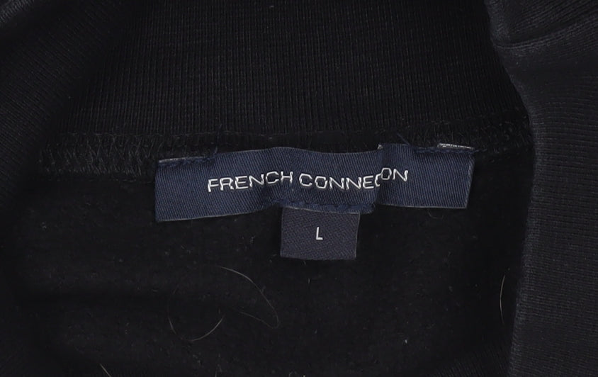 French Connection Womens Black High Neck Pullover Sweatshirt Size L