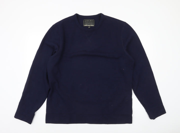 JACHS New York Men's Blue Crew Neck Pullover Sweatshirt L Regular Fit