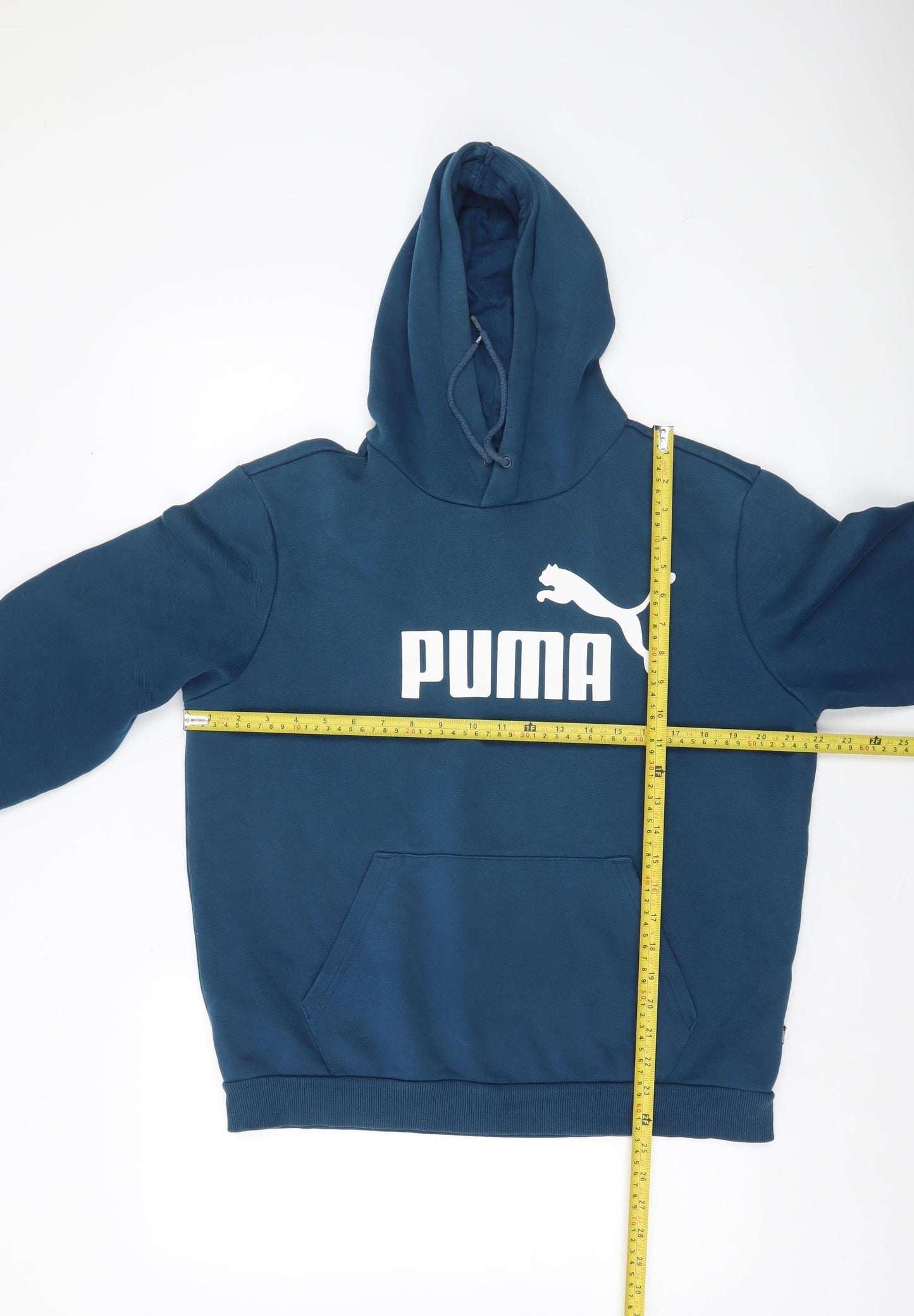 Puma Men's Blue Pullover Hoodie Size M Fleece Logo Sportswear