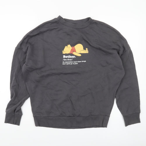 George Winnie the Pooh Women's Black Sweatshirt Size S 8-10 Cotton Pullover