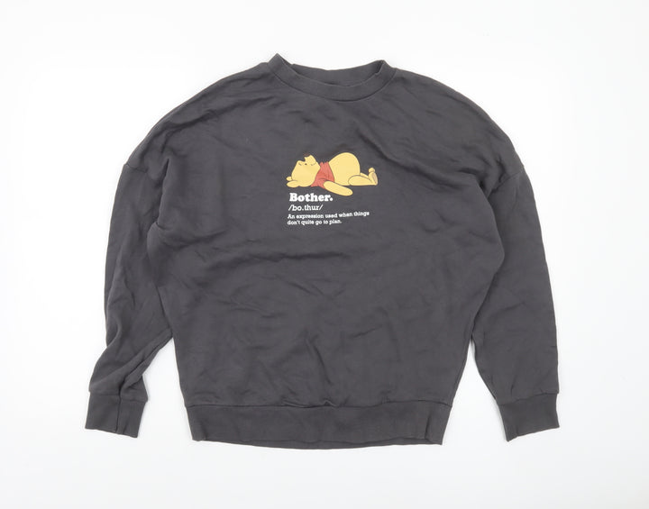 George Winnie the Pooh Women's Black Sweatshirt Size S 8-10 Cotton Pullover