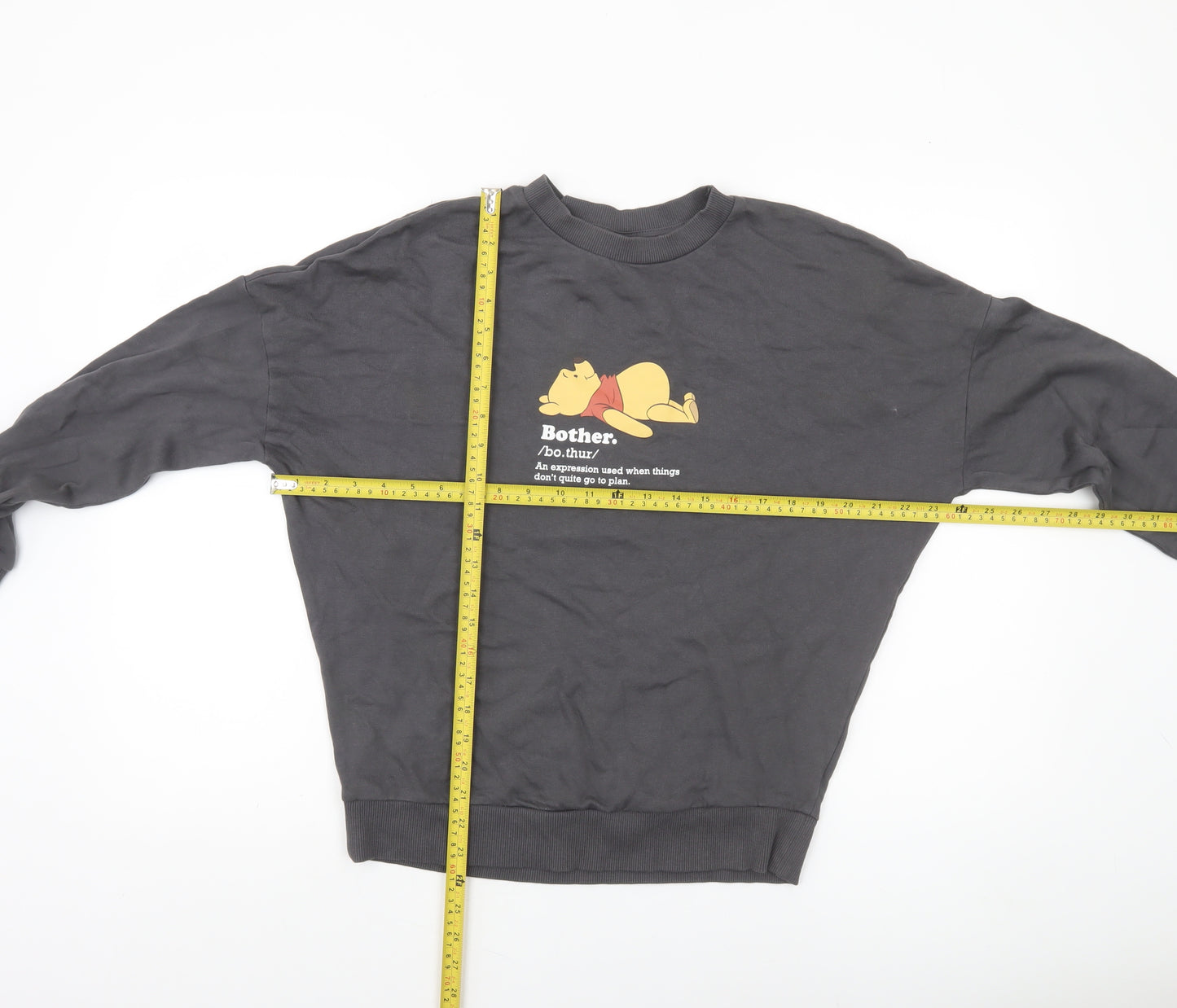 George Winnie the Pooh Women's Black Sweatshirt Size S 8-10 Cotton Pullover