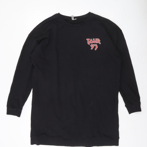 ASOS Womens Black Graphic Print Pullover Sweatshirt UK 14