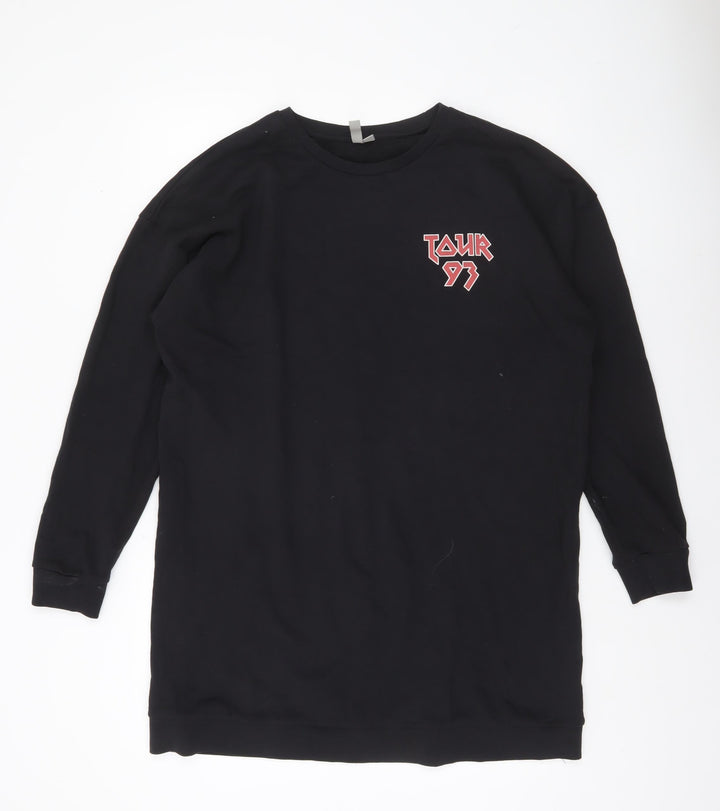 ASOS Womens Black Graphic Print Pullover Sweatshirt UK 14