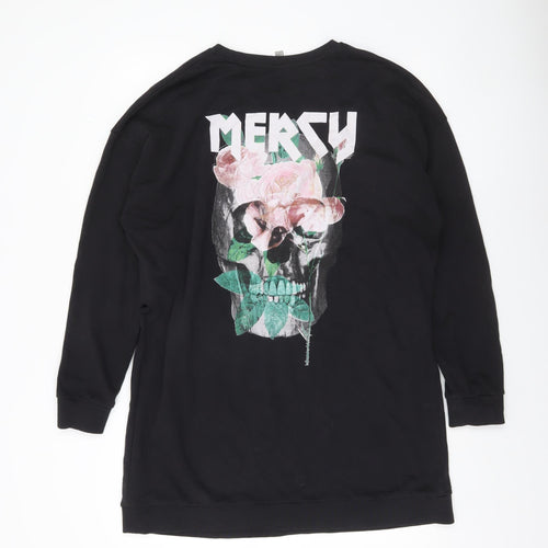 ASOS Womens Black Graphic Print Pullover Sweatshirt UK 14