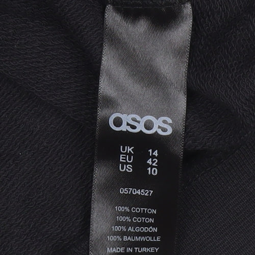 ASOS Womens Black Graphic Print Pullover Sweatshirt UK 14