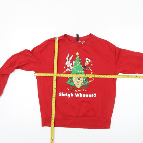 H&M Divided Women Red Christmas Looney Tunes Sweatshirt UK S