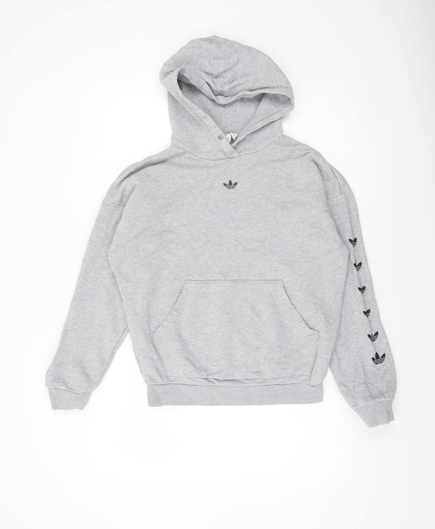 Adidas Women's Grey Hoodie UK 4 Cotton Pullover Sweatshirt