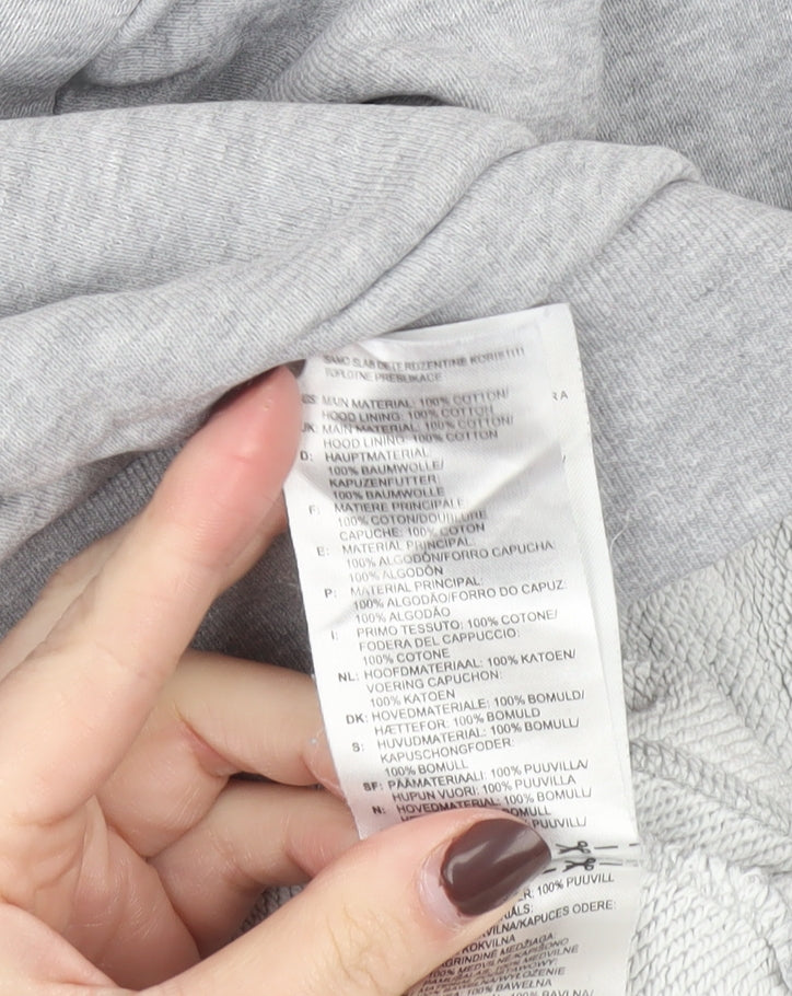 Adidas Women's Grey Hoodie UK 4 Cotton Pullover Sweatshirt