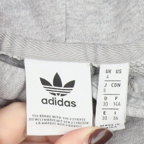 Adidas Women's Grey Hoodie UK 4 Cotton Pullover Sweatshirt