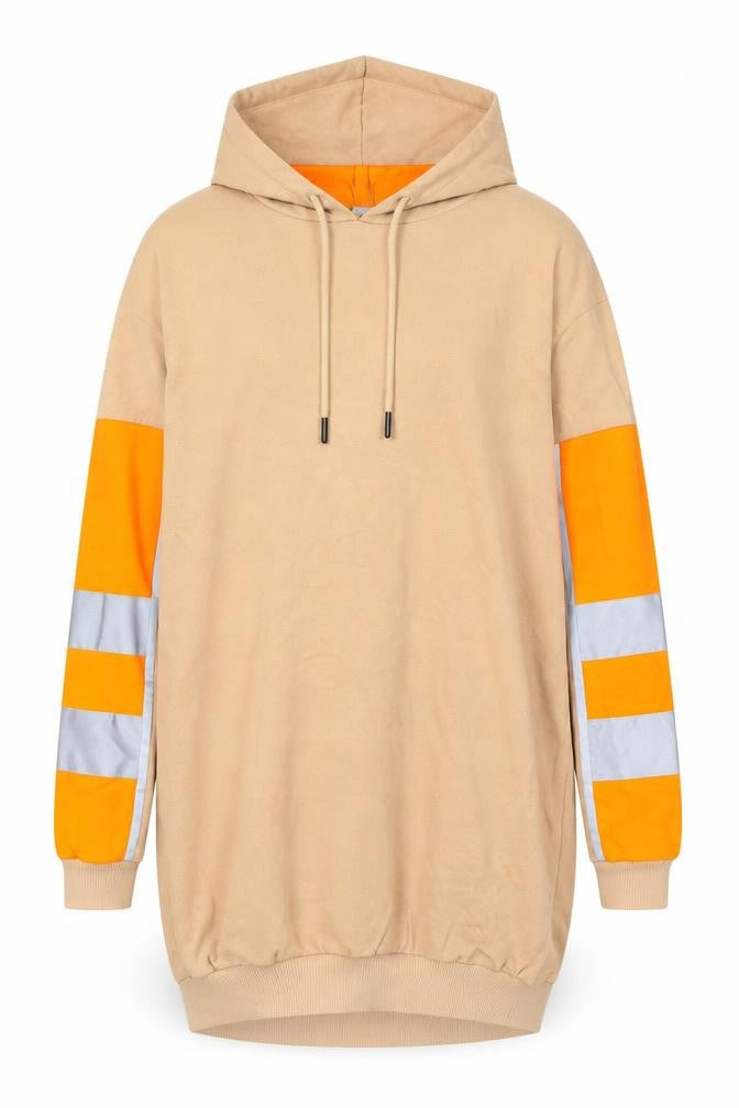 Front view of ASOS Women’s Beige Hoodie UK 10 Reflective Sleeve Pullover