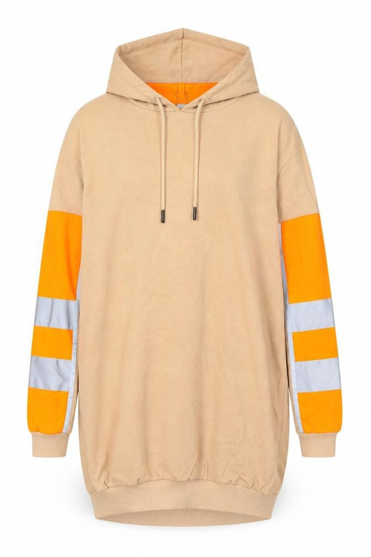 Front view of ASOS Women’s Beige Hoodie UK 10 Reflective Sleeve Pullover