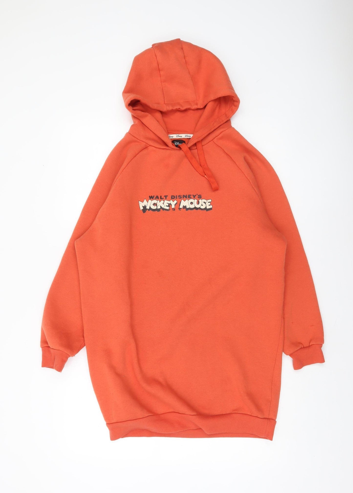Disney Women’s Orange Mickey Mouse Hooded Pullover Sweatshirt 2XS