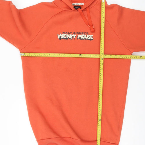 Disney Women’s Orange Mickey Mouse Hooded Pullover Sweatshirt 2XS
