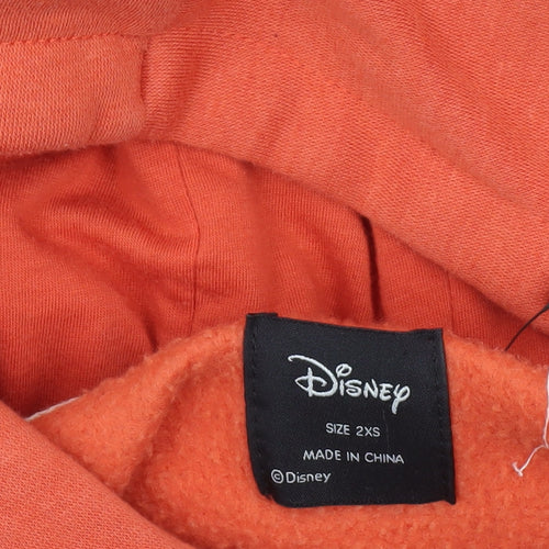 Disney Women’s Orange Mickey Mouse Hooded Pullover Sweatshirt 2XS