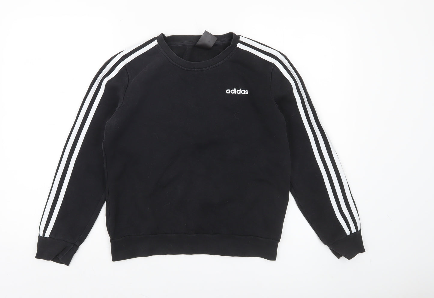 Adidas Boys Black Crew Neck Pullover Sweatshirt 9-10 Years Logo Fleece Top
