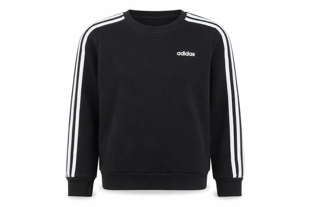 Adidas Boys Black Crew Neck Pullover Sweatshirt 9-10 Years Logo Fleece Top