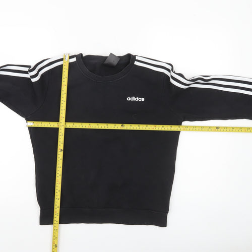 Adidas Boys Black Crew Neck Pullover Sweatshirt 9-10 Years Logo Fleece Top